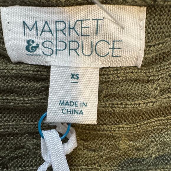 Market & Spruce Green Cable Knit Boat Neck Sweater Top NWT Women’s XS - Picture 8 of 10